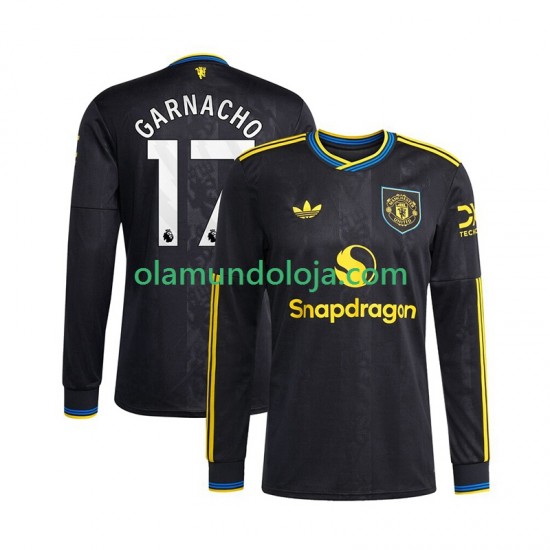 Camisola Manchester United Alejandro Garnacho 17 Homem Equipamento Terceiro 2025-2026 Manga Comprida